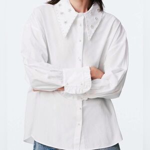 Zara Embellished Collar Poplin Shirt